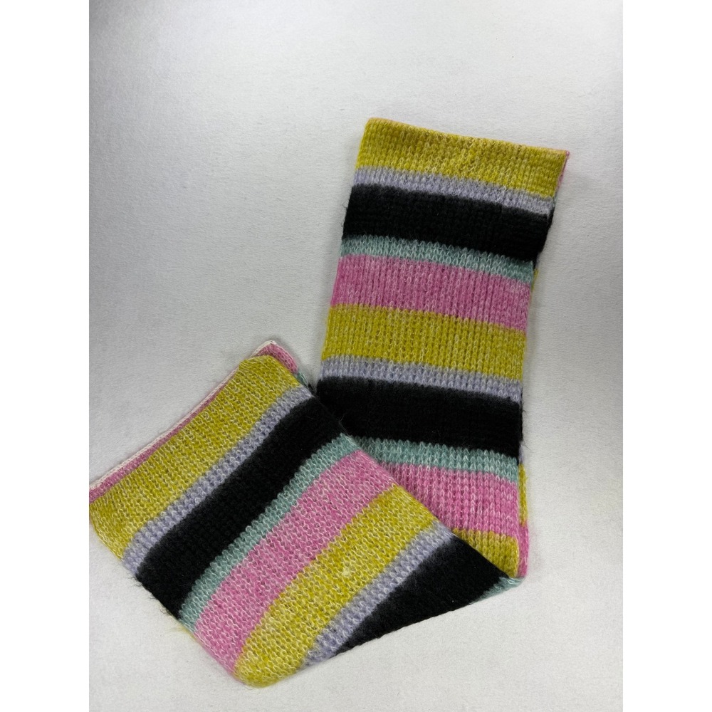 Marcus Adler New York Multi Color Striped Knit Scarf Fuzzy Warm One Size